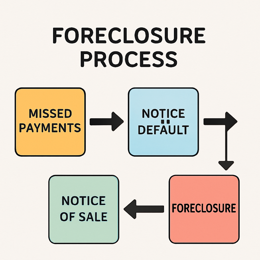Sell My House Fast Before Foreclosure: Expert Guide 2 Diagram illustrating the foreclosure process with key stages highlighted.