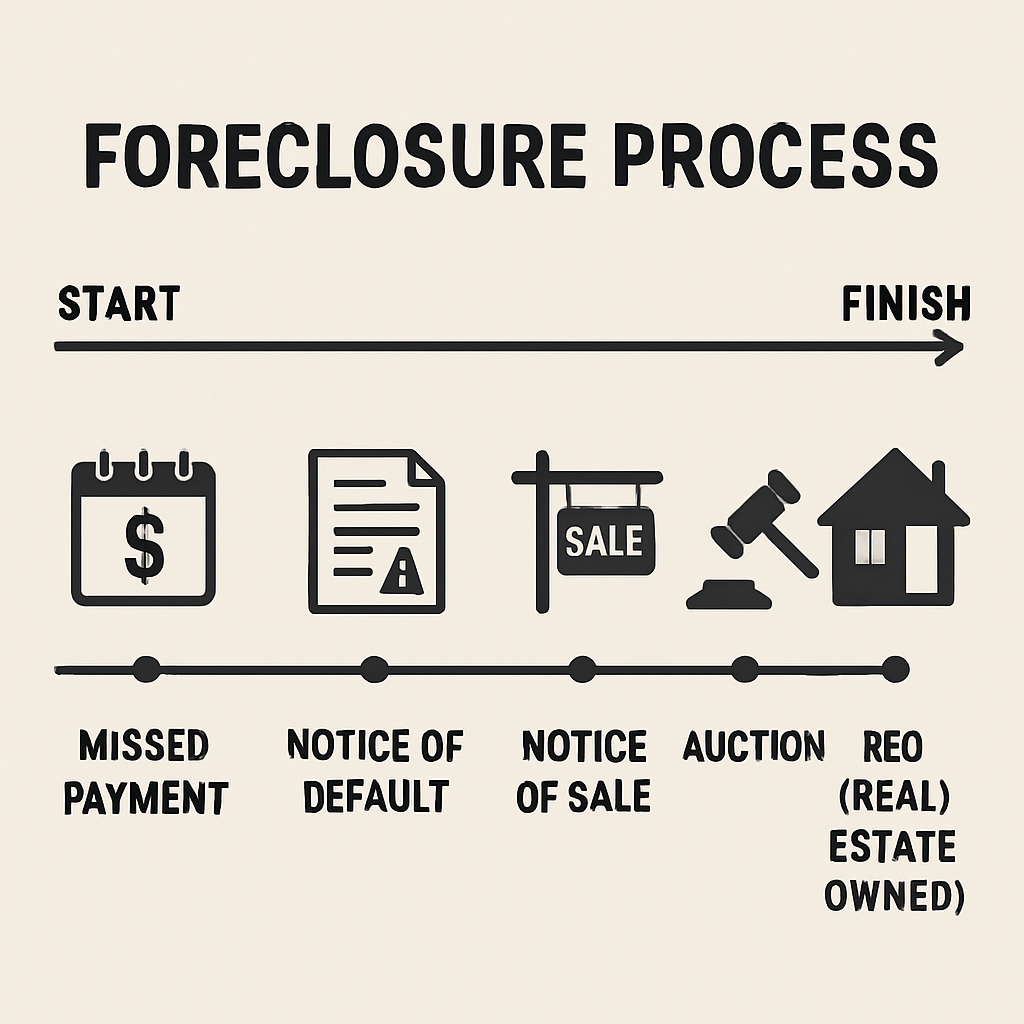 Sell My House Fast Before Foreclosure: Expert Guide 4 Timeline showing the foreclosure process from start to finish.