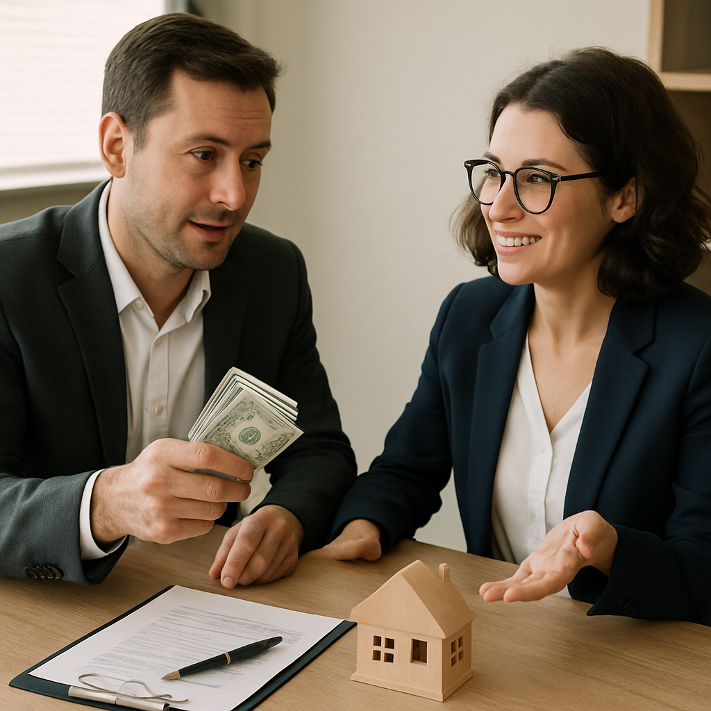 Cash buyer discussing a property deal